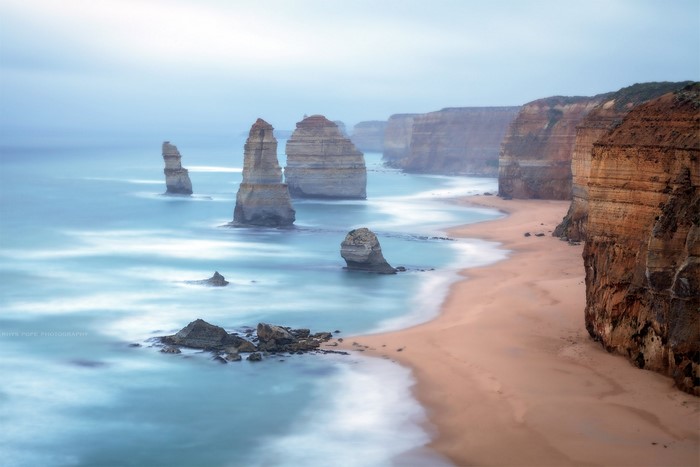 The Twelve Apostles rock formations on the coast of Australia