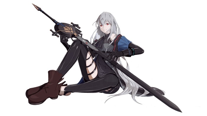 Skadi from Arknights holding a spear