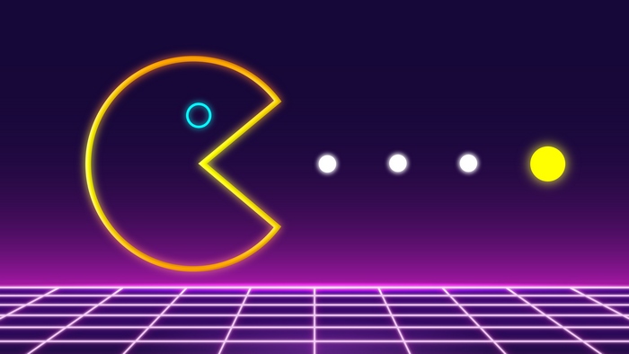 Pac-Man Retro Neon Grid