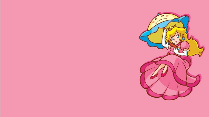 Princess Peach from Mario holding an umbrella