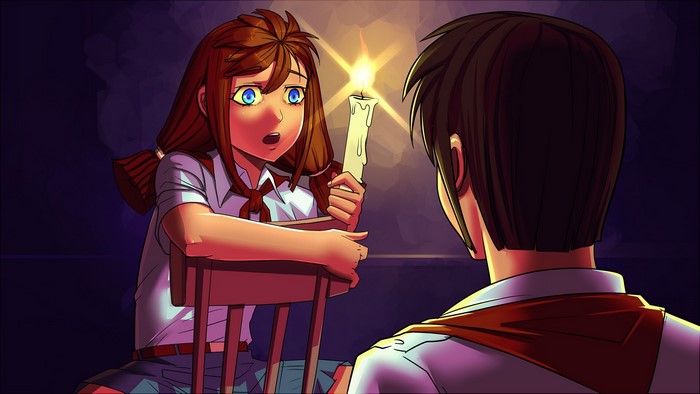 Ulyana from Everlasting Summer holding a candle