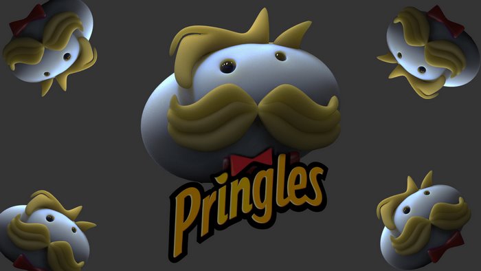 Pringles mascot with Pringles logo