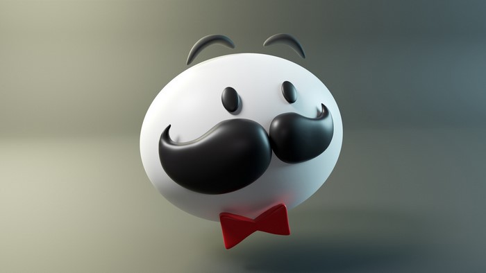 Pringles mascot with mustache and bowtie