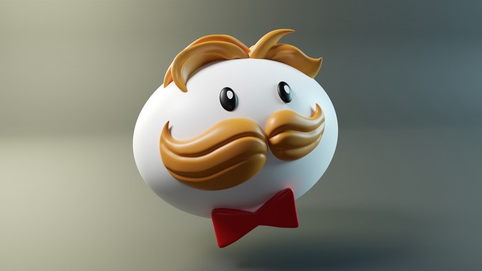 Pringles Mascot with Mustache and Bowtie