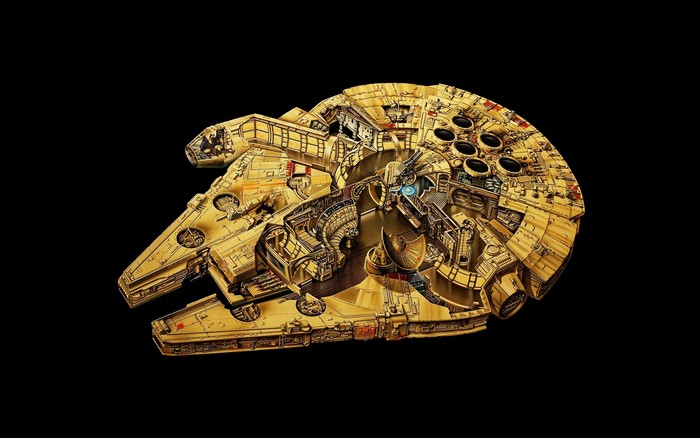 Gold Millennium Falcon artwork from Star Wars