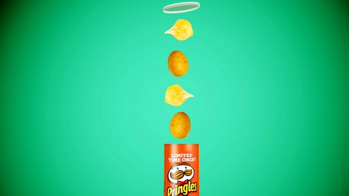 Pringles can with potatoes and chips