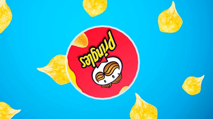 Pringles logo with potato chips
