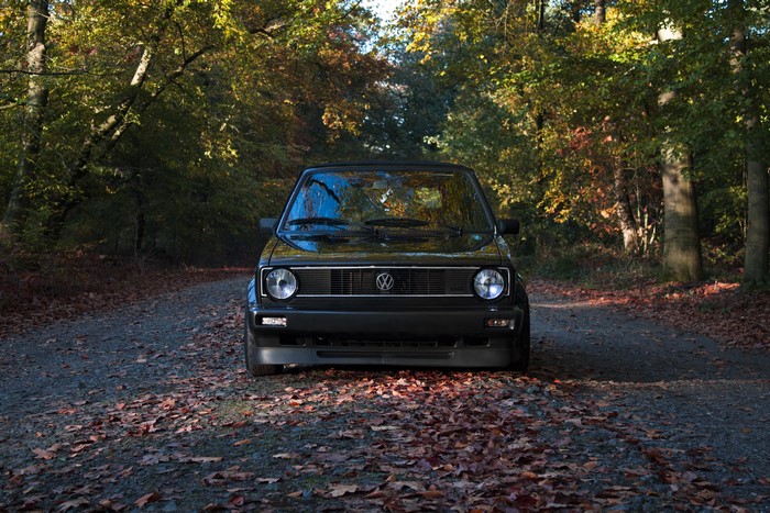 4K, Volkswagen, car, fall, Volkswagen Golf Mk1, frontal view, black ...