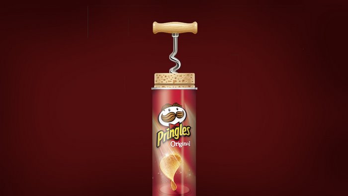 Pringles Original can with a corkscrew