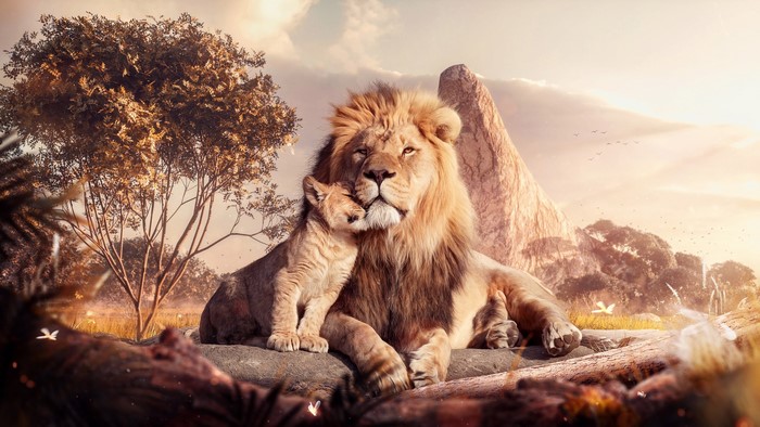 The Lion King artwork with lion and cub