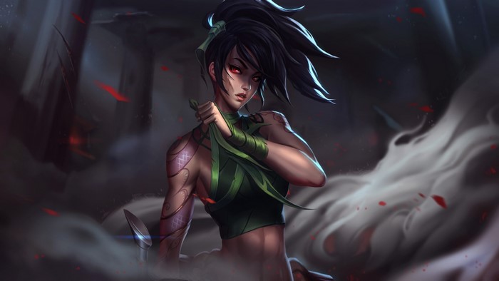 Akali from League of Legends with knives