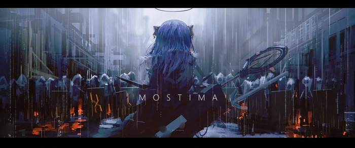 Mostima from Arknights in the rain