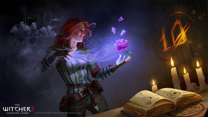 Triss Merigold Casting Spell with Purple Rose
