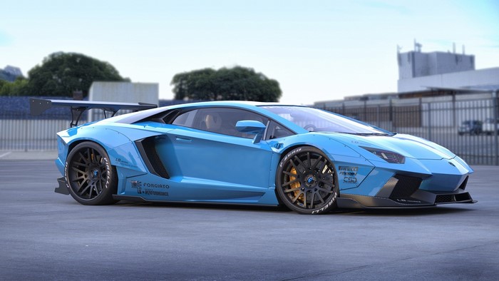 Blue Lamborghini Aventador LB Performance