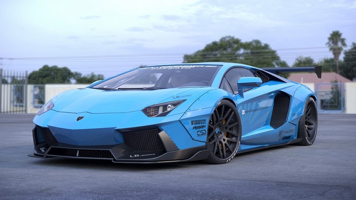 Blue Liberty Walk Lamborghini Aventador