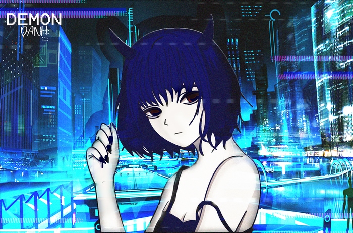Demon Secre Swallowtail in a Cyberpunk City