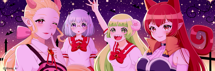 Valac Clara, Crocell Keroli, Azazel Ameri, and Iruma from Mairimashita! Iruma-kun
