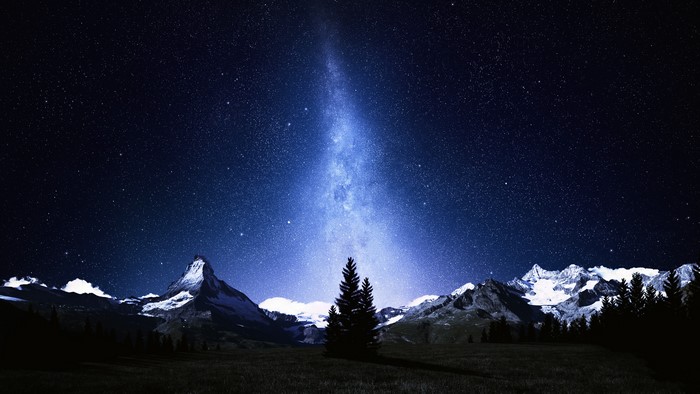4K Milky Way over Swiss Alps and Matterhorn