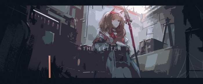 Angelina from Arknights with the text "THE LETTER"