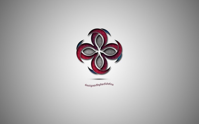 Minimalist logo with red and blue accents on a gradient background