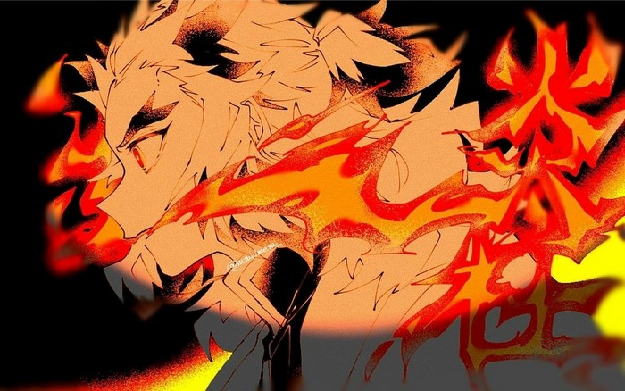 Rengoku Kyoujurou from Kimetsu no Yaiba with fire