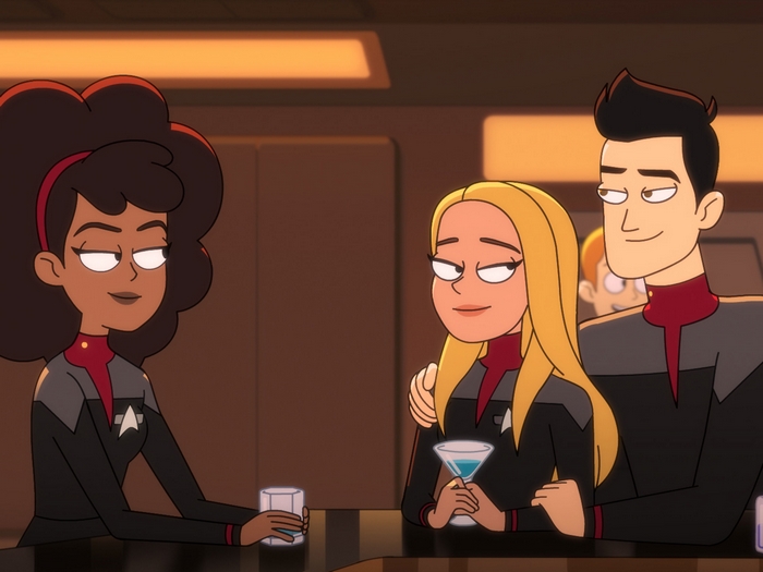 Star Trek: Lower Decks characters at a bar