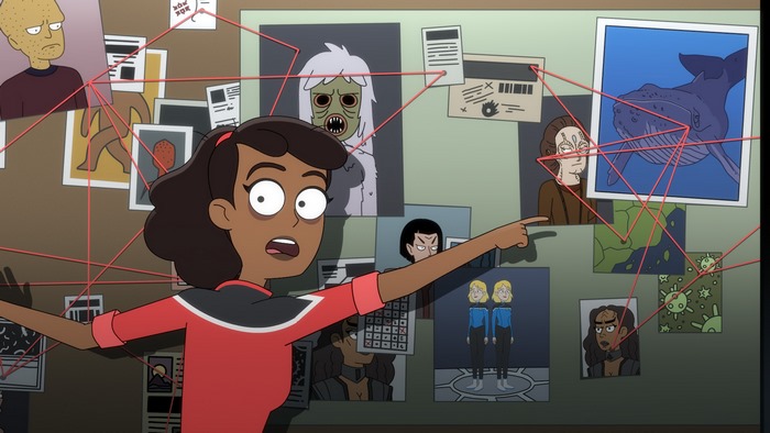 Beckett Mariner and a conspiracy board in Star Trek: Lower Decks