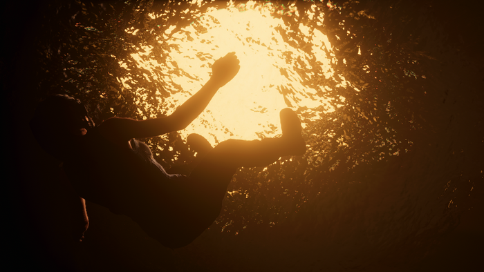 Lara Croft from Tomb Raider underwater