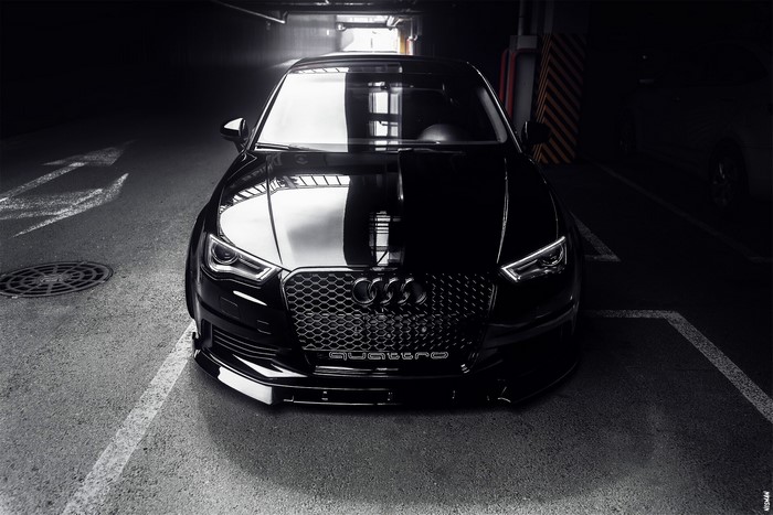 Black Audi A3 Quattro in a Parking Garage
