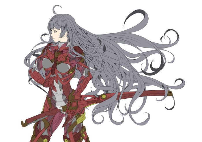Anime girl with long hair and sword