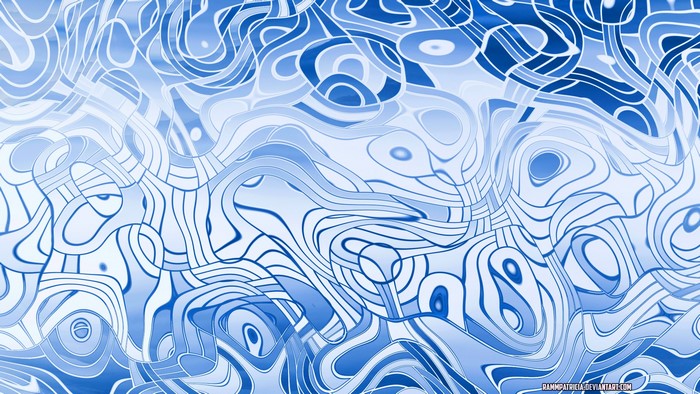 Abstract blue and white wavy lines digital art