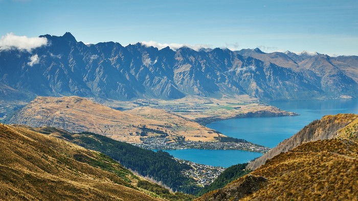 Lake Wakatipu and The Remarkables mountain range, Queenstown, New Zealand