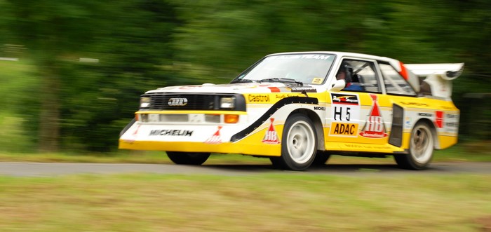Audi Quattro rally car with HB and Castrol livery