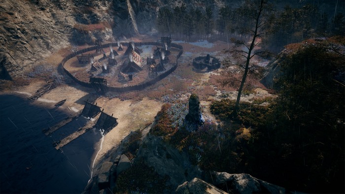 Frozenheim village on a rocky shore