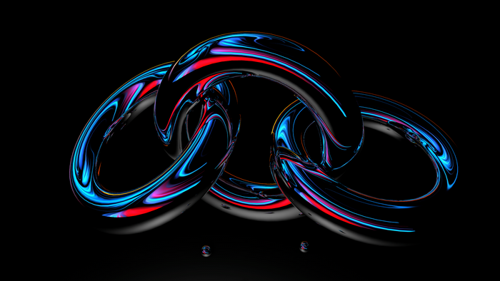 Abstract Interlocking Rings with Neon Glow