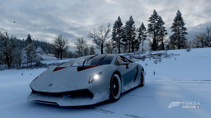 Lamborghini Sesto Elemento in Forza Horizon 4 winter landscape