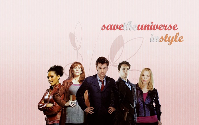 Doctor Who characters: Tenth Doctor, Rose Tyler, Martha Jones, Donna Noble, and Captain Jack Harkness