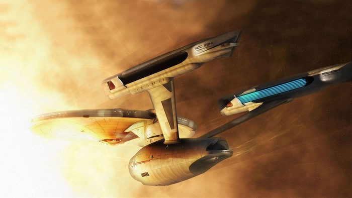 Star Trek USS Enterprise Spaceships in Nebula
