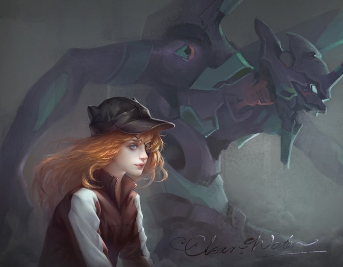 Asuka Langley Soryu and Evangelion Unit-02 from Neon Genesis Evangelion
