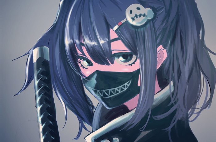 Anime girl with dark hair and mask