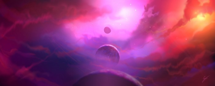 Planets and nebulae in a colorful universe