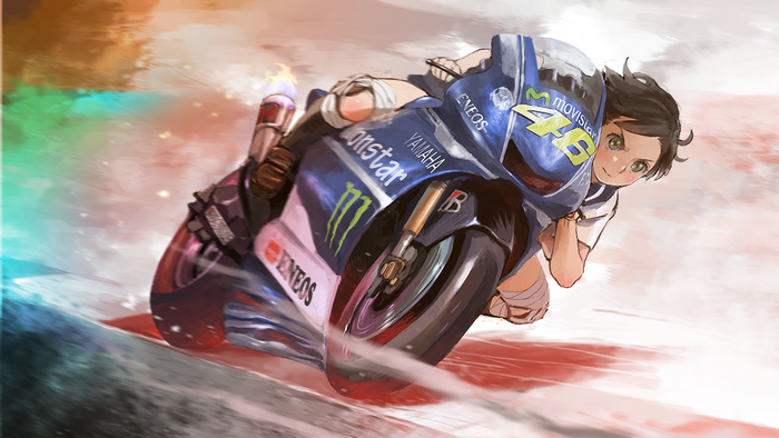 Girl on a Yamaha motorcycle