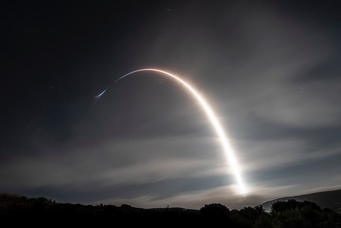 SpaceX Iridium-7 Mission Rocket Launch Long Exposure