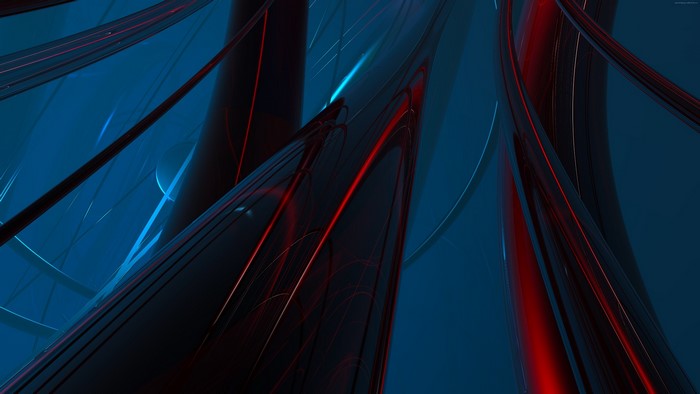 Abstract blue and red flowing shapes