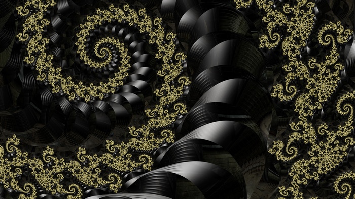 Abstract Black and Gold Fractal Swirl Spiral