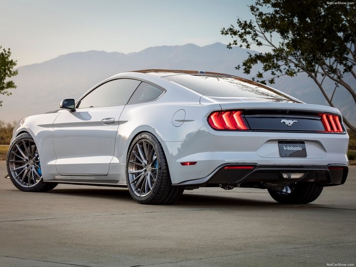White Ford Mustang Lithium Concept car rear view