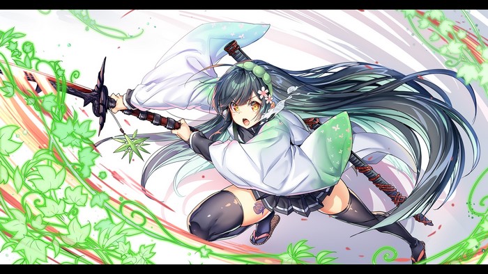 Ajishio from Voiceroid with a sword