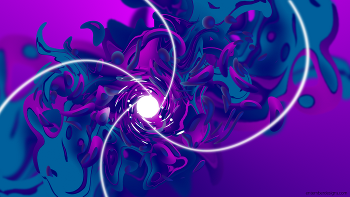 Abstract swirling vortex with purple and blue hues