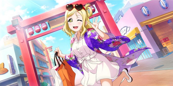 Mari Ohara from Love Live! Sunshine!! shopping