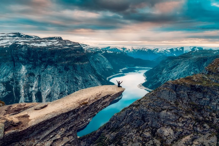 Trolltunga Panorama View Over Norwegian Mountains